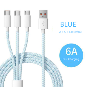 Cable de Carga Rápida Multifunción 3 en 1 con Logotipo Personalizado, Trenzado de Nailon, Aleación de Aluminio, Micro USB Tipo C para Teléfono - Product Image 1