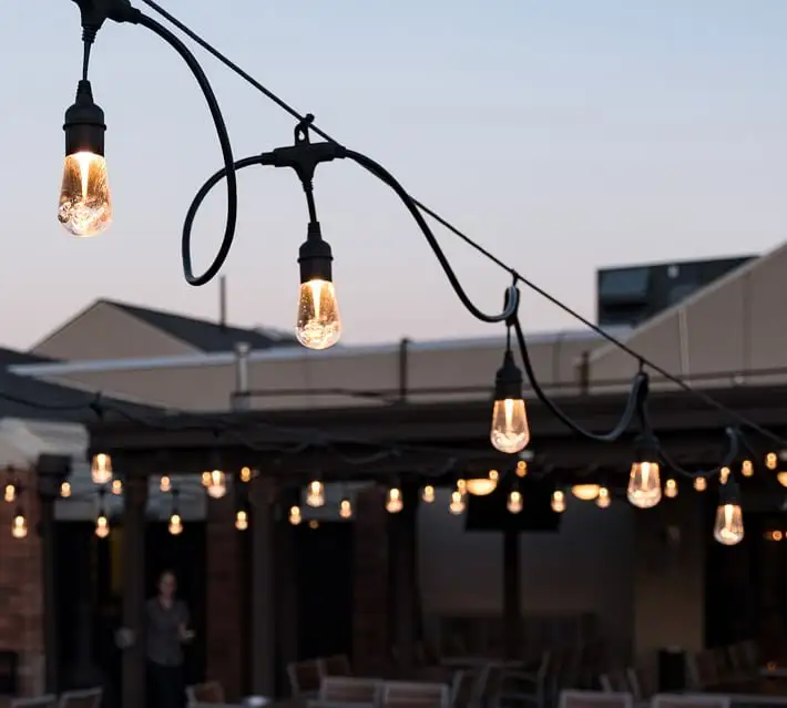 Guirnalda de luces LED para exteriores, luz cálida decorativa para fiesta de boda, a prueba de agua, S14