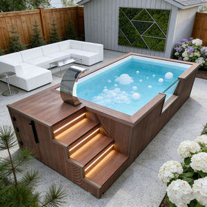 Estructura de Piscina de Fibra de Vidrio con Área de Asientos Integrada y Plataforma para Broncearse para Piscinas de Adultos - Product Image 1