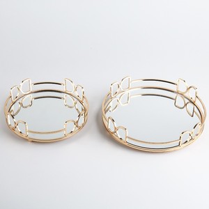 Plateau <span class=keywords><strong>miroir</strong></span> en fer de style européen léger et luxueux, chambre à coucher, salon, ornements créatifs, <span class=keywords><strong>rangement</strong></span> de cosmétiques et de <span class=keywords><strong>bijoux</strong></span> de grande valeur - Product Image 2
