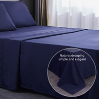 Parure de lit en tissu brossé bleu marine foncé, douce et chaude, en microfibre brossée, 4 pièces, pour la maison, la chambre ou l'hôtel