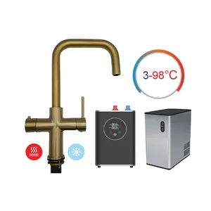 Grosir 5 In 1 Sikat Emas Panas Dingin Mendidih Dingin Berkilau Murni Keran Dapur Mixer Filter Keran Air Keran