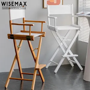 WISEMAX FURNITURE Nordic Style Dining Room Furniture Chairs Wooden Frame Fabric High Bar Stool Chair Folding Camping Chair