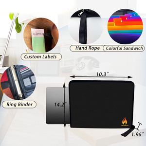 Sac de documents ignifuge noir portable avec fermeture à glissière boîtes de rangement de fichiers étanches caractéristique résistante à l'eau - Product Image 2