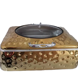 Ensemble présentoir de buffet de luxe Winners 9qt chauffe-plats martelés dorés chauffe-plats en acier inoxydable pour buffet chauffe-plats pour hôtel et banquet - Product Image 1