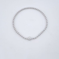 Bracelet pour femme en or blanc 18 carats avec diamant de laboratoire certifié IGI, taille brillant, minimaliste, solitaire, scintillant, à perles simples