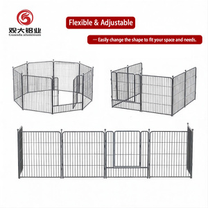 Valla Decorativa Moderna para Perros y Animales, 80*100 cm, 14 Paneles + 2 Puertas, Metal Resistente a la Oxidación, Negro-Plateado, Recubrimiento en Polvo Ecológico - Product Image 4