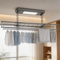 Séchoir à linge électrique G10-S à capteur, monté au plafond, intelligent, relevable, 6 barres, télécommande, lumière LED, pour balcon