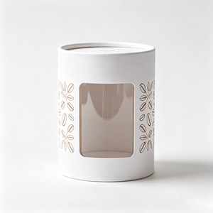 Boîte en carton cylindrique portable pour grains de café avec fenêtre découpée, tube en carton premium, design de marque personnalisé - Product Image 4