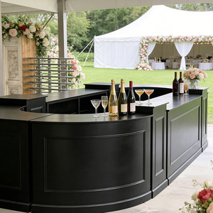 <span class=keywords><strong>Bancone</strong></span> <span class=keywords><strong>Bar</strong></span> Ovale Combinato di Alta Qualità in Legno Massello per Eventi e Matrimoni - Product Image 3