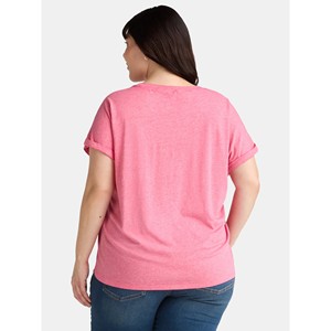 Excelente calidad OEM personalizado Imprimir Logo Espacios en blanco Algodón Moda Señoras Niñas Casual Mujeres O Cuello Regular Fit Camiseta - Product Image 6