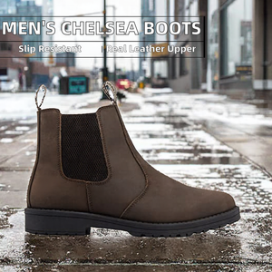 Men's Chelsea <b>Boots</b> Tooling for Work Safety <b>Boot</b> Chukka Leather High Top Mid-Top Anti-Slippery Rubber Outdoor Cotton Autumn - Product Image 2