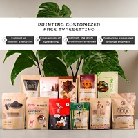 Sacs d'emballage composites en papier kraft en stock, sachets refermables à fermeture éclair, résistants à l'humidité pour aliments, avec fenêtres HD et fermeture éclair refermable