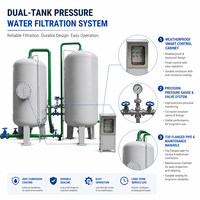 Sistem Filter Tekanan Terintegrasi Multi Media Pasir Karbon Filtrasi 20000L/Jam Peralatan Pengolahan Air 220V 1kW