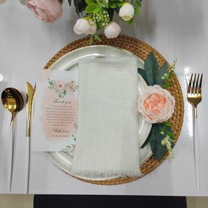 Half white cloth napkins table decor gauze snow <strong>tea</strong> <strong>towel</strong> soft fringe standard size cotton cheesecloth napkins - Product Image 2