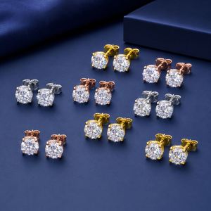 Wholesale 925 <b>Sterling</b> <b>Silver</b> Round Brilliant Cut 5mm 6.5mm 8mm Moissanite Gold Plated <b>Stud</b> Earrings Factory Price for Men Women - Product Image 1