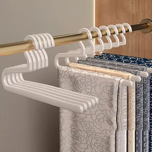 Lot de 5 cintres en plastique antidérapants de type Z pour vêtements, multi-niveaux, pour armoire, rangement spécial, écologiques - Product Image 1