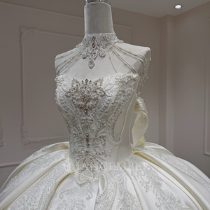 Vestido de Novia de Satén Brillante sin Tirantes Xx76, Vestidos de Novia con Cuentas al por Mayor de Fábrica, Vestido Novia Jancember - Product Image 3