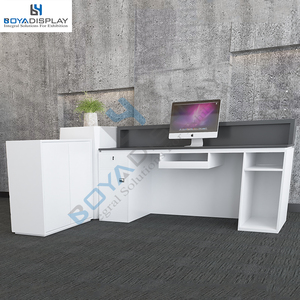 Mesa blanca pequeña, escritorio de recepción, bien diseñado, Oficina de Hotel, muebles de oficina cuadrados, escritorio moderno de tienda de madera - Product Image 2