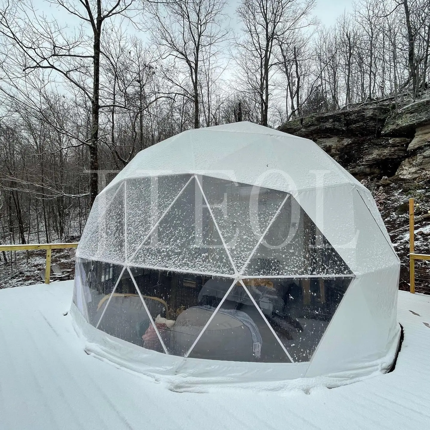 20ft Luxury Geodesic Dome Tent Glamping Dome Với Phòng Tắm/Cửa Kính
