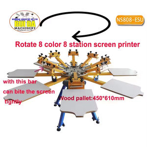 Máquina de serigrafía manual de 8 colores y 8 estaciones para <span class=keywords><strong>ropa</strong></span>, camisetas y prendas de vestir, con paleta de madera - Product Image 4