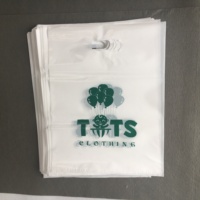 Sacs de shopping personnalisés avec nom de marque, logo imprimé sur mesure, sacs en plastique à poignée découpée pour emballage de vêtements de boutique