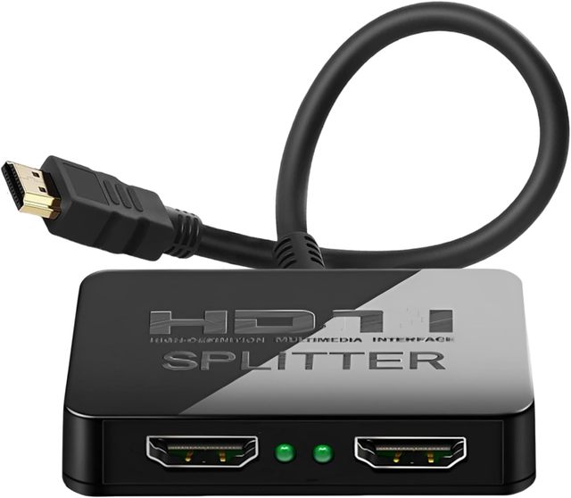 SYONG 4K HDMI Splitter 1 in 2 Out Mirror Display, Dual HDMI Splitter to Dual Monitors Multi-Scree Displays Audio Synchronization
