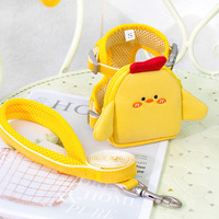 Harnais confortable pour animaux de compagnie avec sac à dos détachable et fermeture à boucle et fermeture éclair, motif poussin de dessin animé mignon, pour petits chats