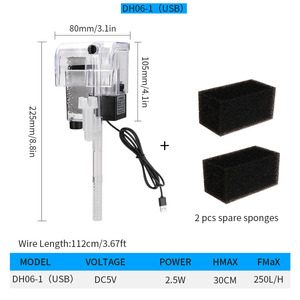 <span class=keywords><strong>Filtre</strong></span> <span class=keywords><strong>externe</strong></span> mural avec pompe à oxygène et coton filtrant pour aquariums et petits terrariums de tortues, traitement du film gras - Product Image 6