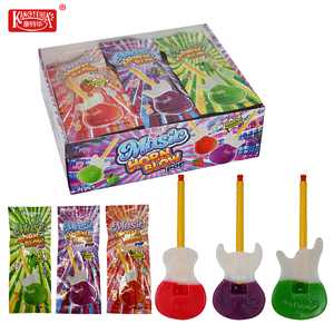 Sucette en forme de guitare, multicolores, saveur de fruits mélangés, bonbons durs sucrés, emballage créatif en boîte - Product Image 1