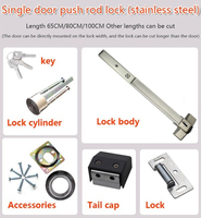 Stainless Steel 304 Panic Exit Device 650mm 800mm 1000mm Push Bar with Alarm Fire Door Lock Made Zinc Alloy Brass Key Material
