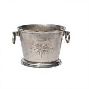 Enfriador de Vino Personalizable, Cubitera de Aluminio Hecha a Mano con Asas de Anillo, Enfriador de Vino Fundido a Mano, Recipiente para Alimentos - Product Image 1