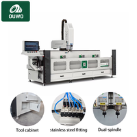 Machine de perçage et de fraisage CNC industrielle automatique OUWO de 3000 mm avec double broche pour profilés de murs-rideaux en aluminium