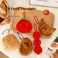 Porte-clés en peluche en forme de nourriture de dessin animé créatif pour filles, emballé individuellement, accessoires assortis, petite taille