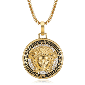 18k Gold Plated Hiphop Jewelry Stainless Steel Crystal <strong>Medusa</strong> Pendant <strong>Necklace</strong> for Men Women - Product Image 4