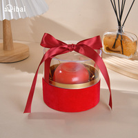 Boîte cadeau Qibai Bow Boîte ronde Fleur de rose transparente Boîte à fruits Seau à câlins Cadeau Fleuriste pour la Saint-Valentin