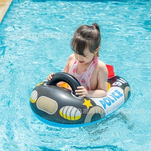 Flotador inflable Huaiyu para niños, diseño de camión de bomberos de dibujos animados, juguete acuático de PVC con asa para jugar al aire libre - Product Image 3