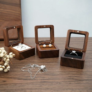 Caja de Joyería de Madera de Nogal de Lujo, Caja para Anillos de Madera Maciza, Artesanía en Madera, <span class=keywords><strong>Regalo</strong></span> para el Hogar, <span class=keywords><strong>Regalo</strong></span> de Boda, <span class=keywords><strong>Regalo</strong></span> de Amor, Juego de Joyería para <span class=keywords><strong>Pareja</strong></span> con Logotipo Grabado con Láser - Product Image 2