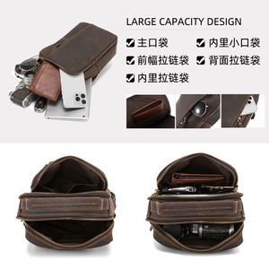 Dujiang Men's Chest <b>Bag</b> Genuine Leather Large Capacity Outdoor Crossbody <b>Bag</b> - Product Image 3