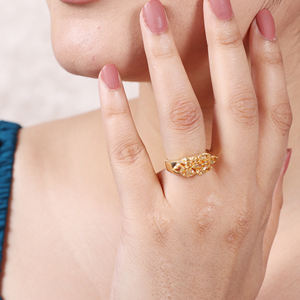 Bague en pierre de citrine naturelle élégante Boho faite à la main bijoux de mariage en plaqué or 18 carats à la mode en gros de l'usine - Product Image 2