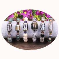 Vente en gros de perles en pierre naturelle, avec bords dorés DZI et Agate tibétains, Bracelet élastique, breloques, pour cadeau