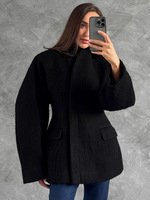 Manteaux pour femmes européennes et américaines Nouveau manteau épaissi d'automne et d'hiver Conception de niche Couleur unie Col mi-haut