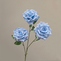 Bunga Anggrek Mawar Sutra Biru Real Touch Artificial untuk Pernikahan, Phalaenopsis Lily Centerpiece Injection Molding Grosir