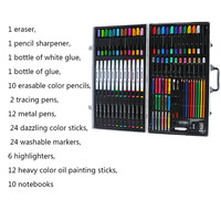 Ensemble de peinture de luxe de 104 pièces, stylos aquarelle, surligneurs, crayons effaçables, marqueurs, cadeau pour enfants, ensemble d'art de peinture