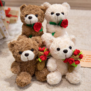 Valentinstag Teddybär Plüschtier mit Rosenmütze Ganztägiger Bär mit Rose für Mädchen und Jungen Gefüllt mit PP-Baumwolle - Product Image 2