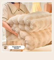Plaid d'hiver de luxe ultra doux en fausse fourrure de lapin tissée, chaud, moelleux et facile à nettoyer pour canapé, lit, bureau