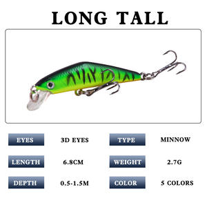 เหยื่อปลอม XY-74 รุ่นมินโนว์ ขนาด 68 มม. น้ำหนัก 2.7 กรัม แบบจมช้า สำหรับตกปลาเพิร์ช - Product Image 5