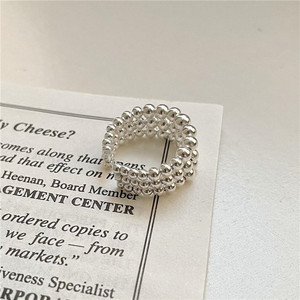 Bague tendance coréenne en argent sterling S925, perles dégradées faites à la main, style INS coréen, bague de blogueur, vente en gros - Product Image 5