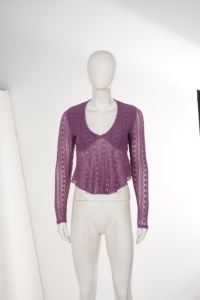 Women's Lace <b>Long</b> <b>Sleeve</b> V Neck <b>Top</b> Slim Fit Peplum Hem <b>Sheer</b> Breathable Knitted Solid Color <b>Top</b> Spring Autumn Fashion - Product Image 6