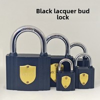 Cadenas pour dortoir, entrepôt, porte, étanche, antirouille, à âme en cuivre pur, à ouverture directe, avec clé, noir laqué, en forme de bourgeon